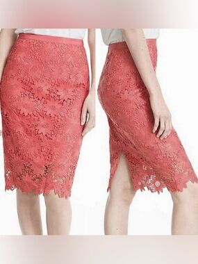 White House Black Market Floral Lace Pencil Skirt Sz 8